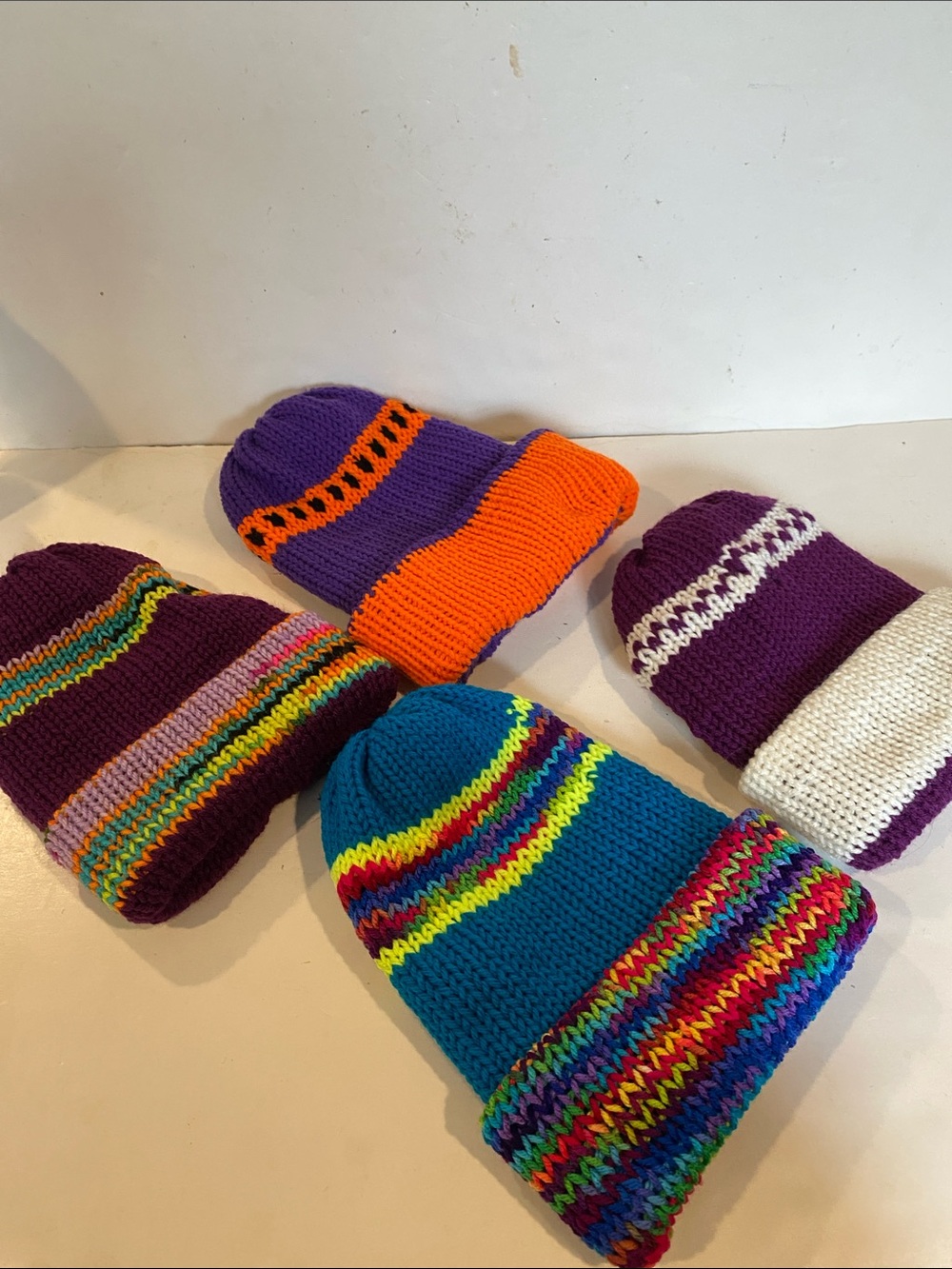 NWOT Hand-Knit Set of 4 Winter Hats